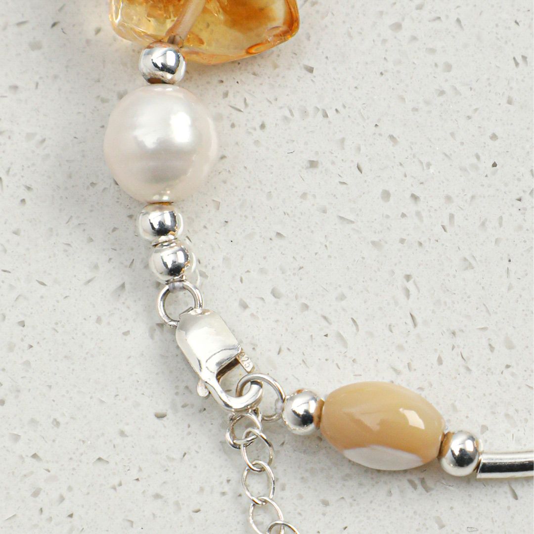 Amber Line — Citrine & Pearl Bracelet