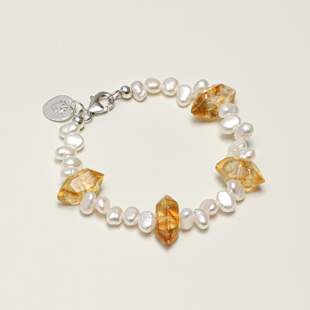Amber Point — Citrine & Pearl Bracelet