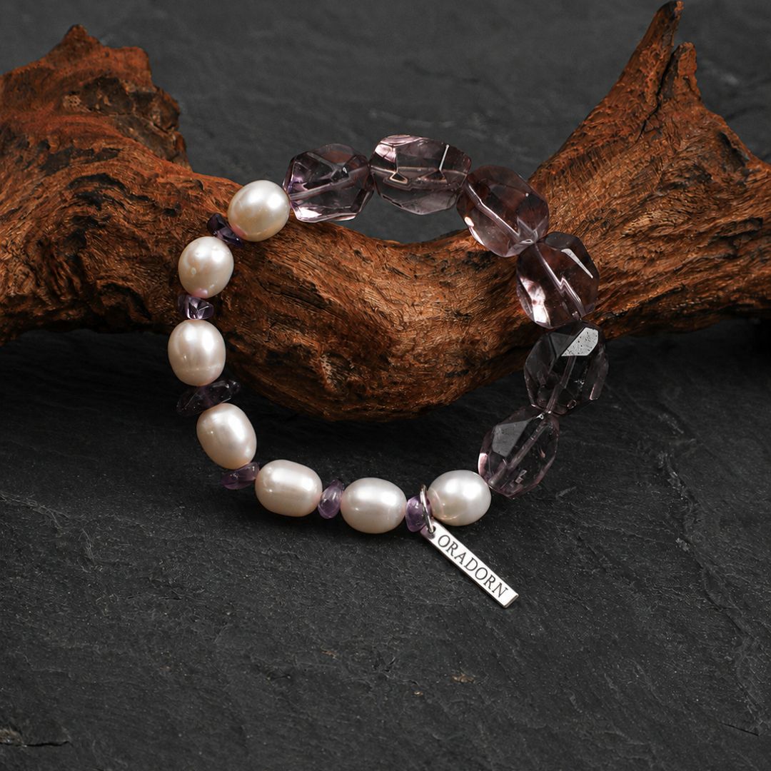 Amethyst Haze — Amethyst & Freshwater Pearl Bracelet