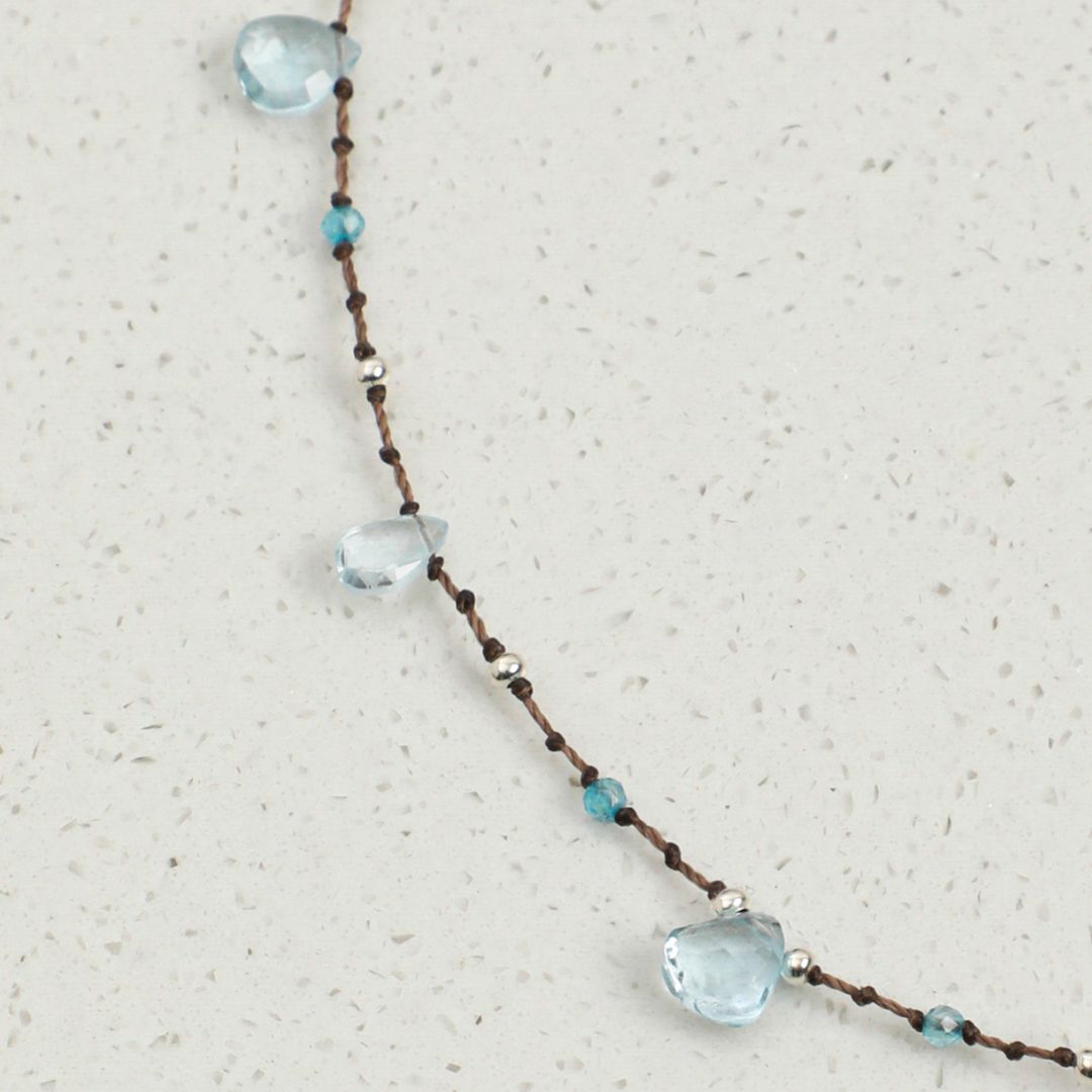 Aqua Drizzle — Topaz Drop Necklace