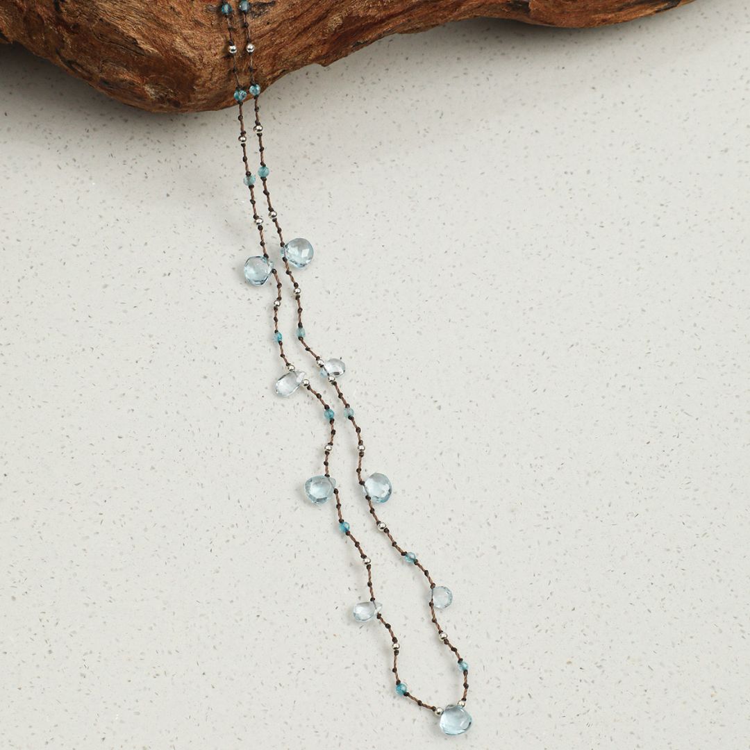 Aqua Drizzle — Topaz Drop Necklace