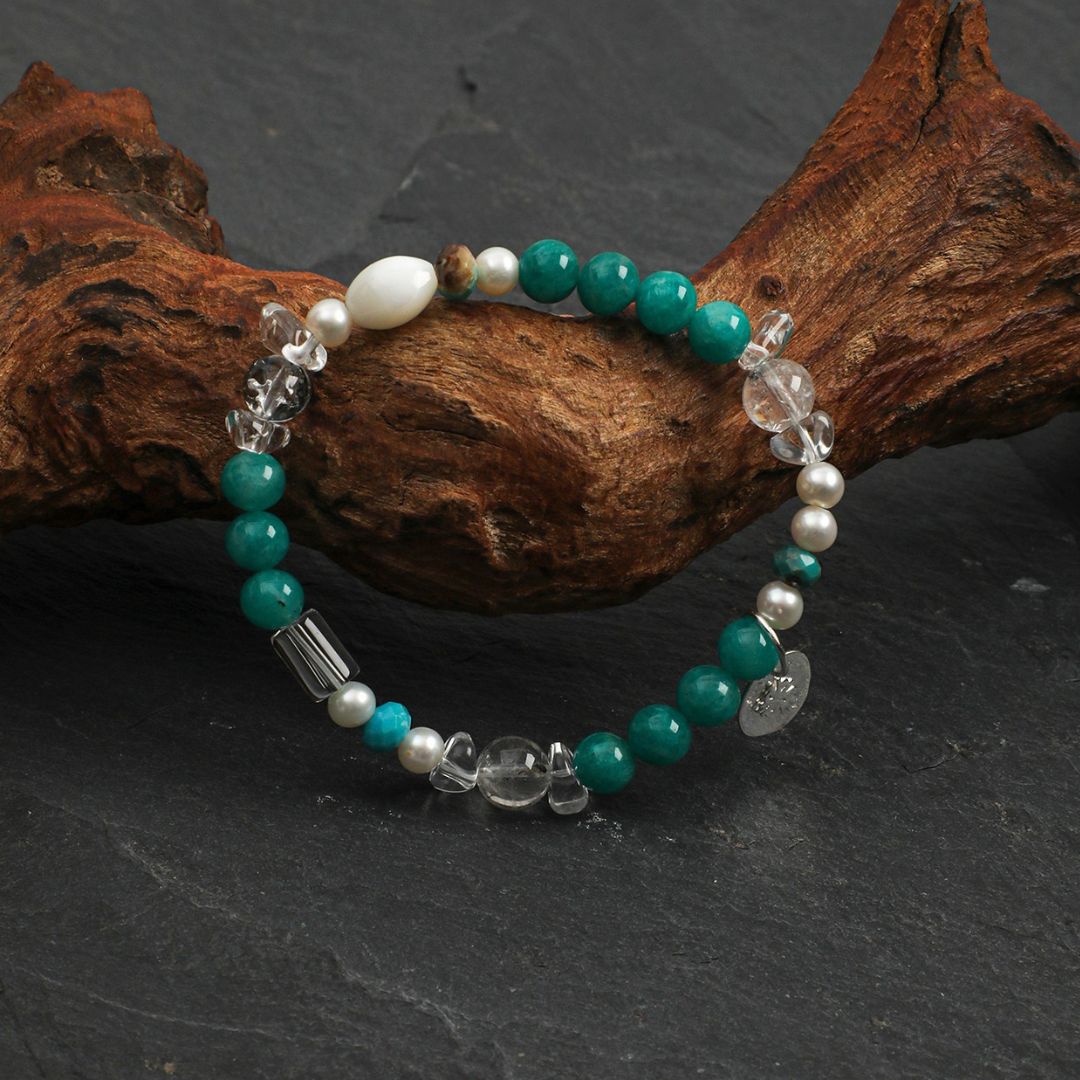 Aqua Rhythm — Amazonite, Crystal & Pearl Bracelet