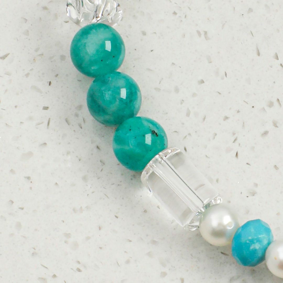 Aqua Rhythm — Amazonite, Crystal & Pearl Bracelet