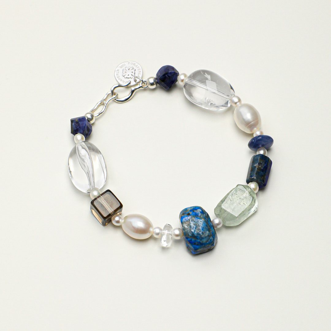 Azure Clarity — Quartz & Lapis Bracelet