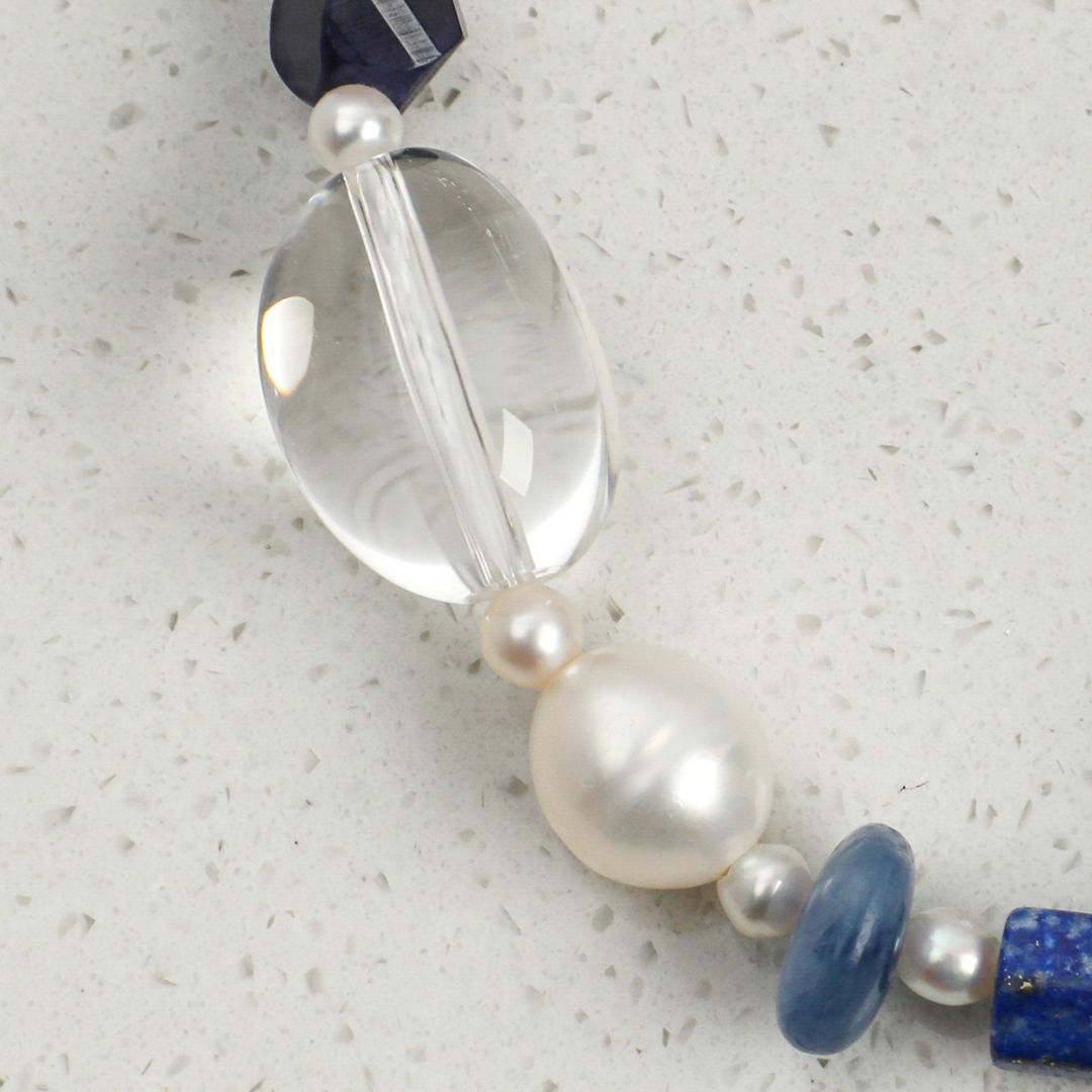 Azure Clarity — Quartz & Lapis Bracelet