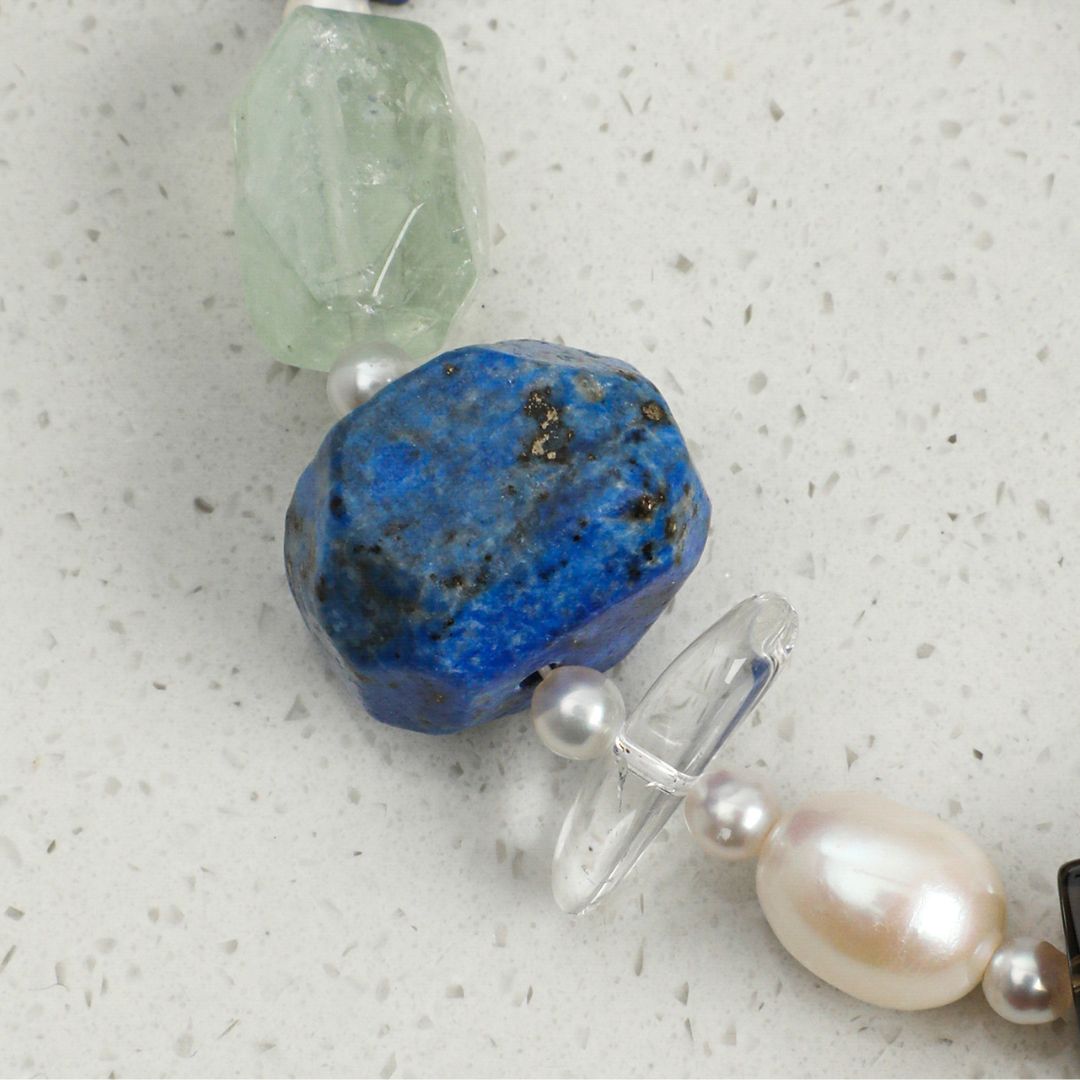 Azure Clarity — Quartz & Lapis Bracelet