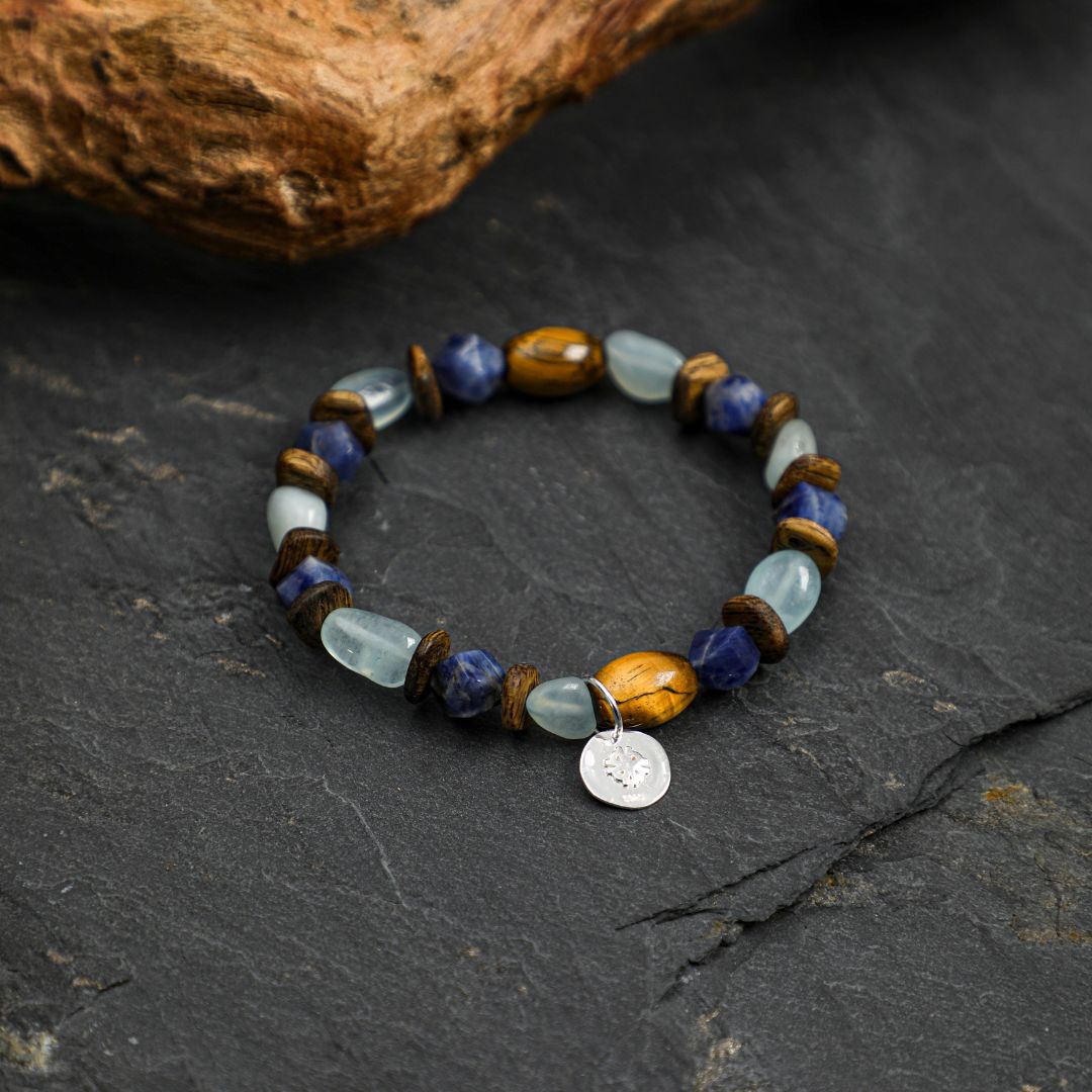 Cobalt Grove — Tiger Eye, Aquamarine & Blue Stone Bracelet