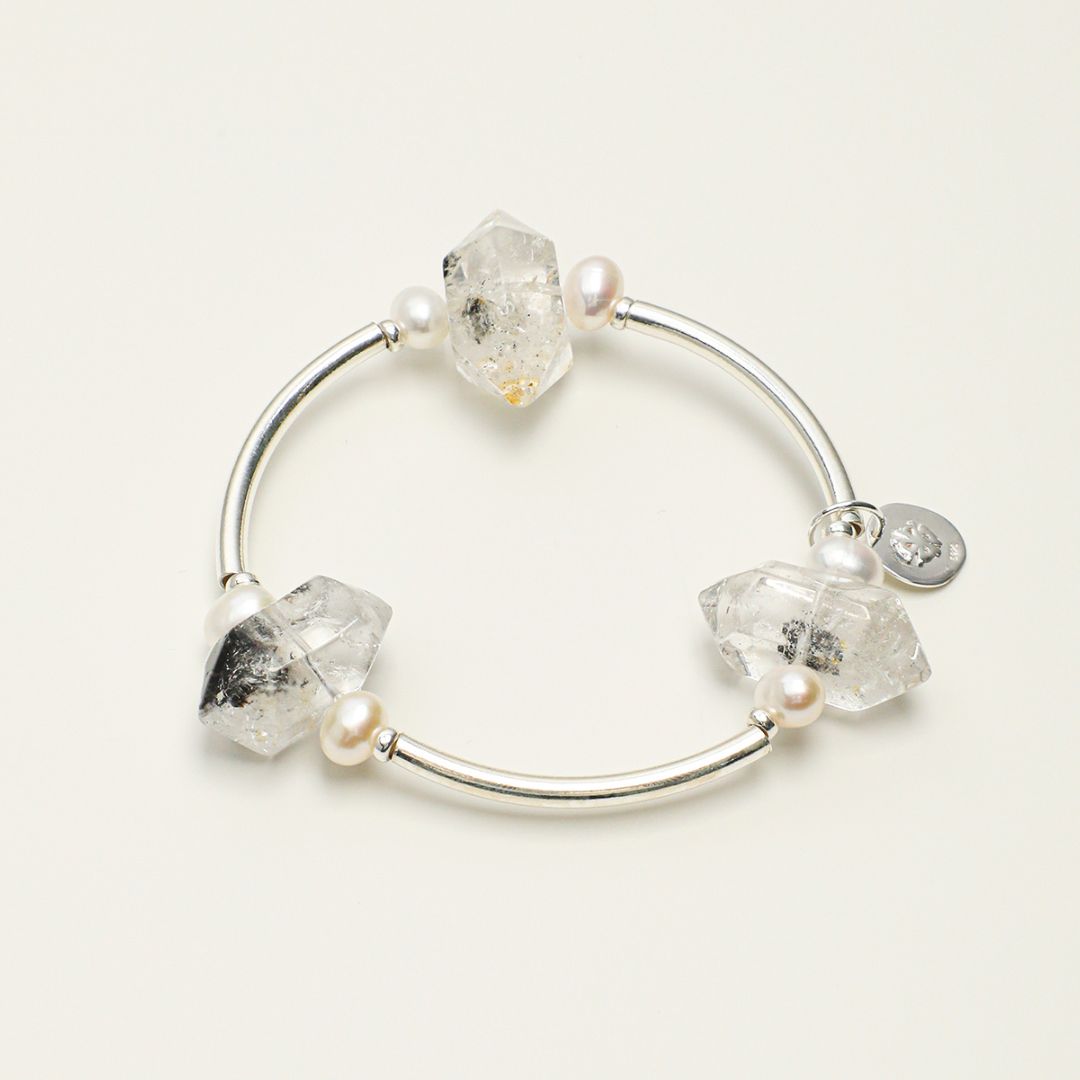 Crystal Orbit — Double-Terminated Quartz & Sterling Silver Bracelet
