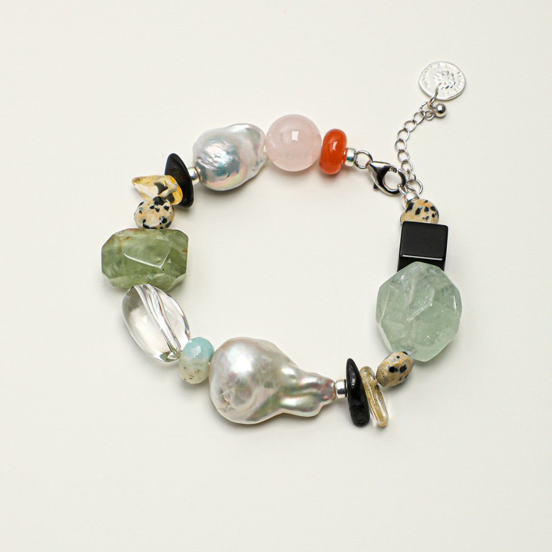 Forest Mosaic — Mixed Stone & Pearl Bracelet