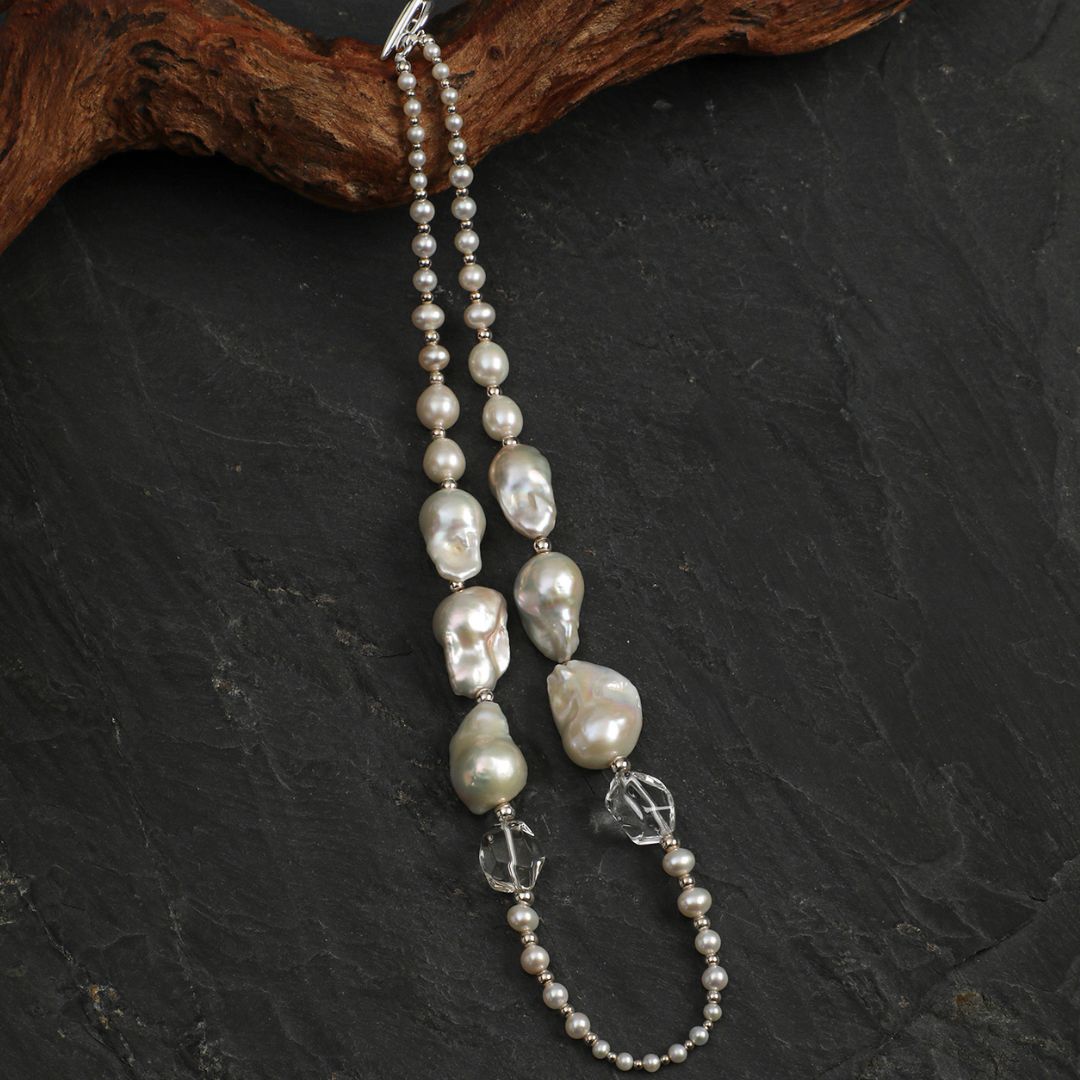 Frosted Current — Mixed Freshwater Pearl Necklace