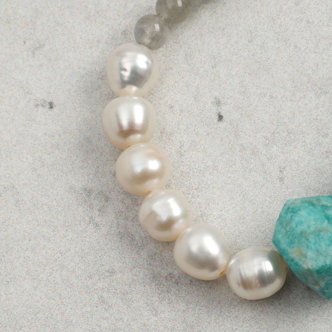 Glacial Passage — Amazonite, Blue Stone & Pearl Bracelet