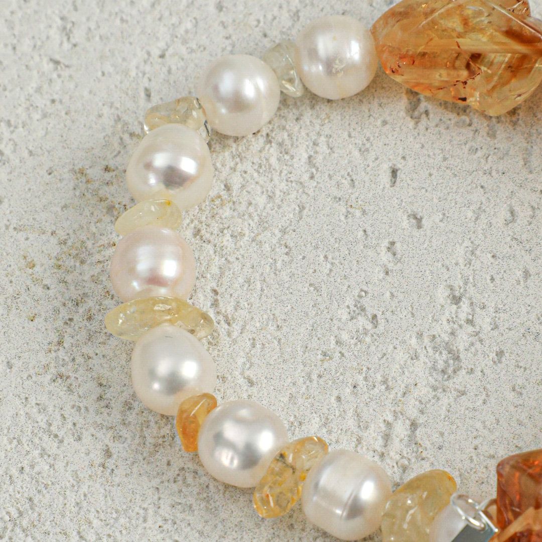 Golden Drift — Citrine & Pearl Bracelet