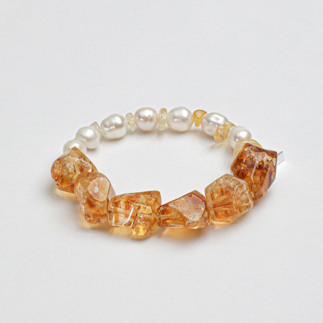 Golden Drift — Citrine & Pearl Bracelet