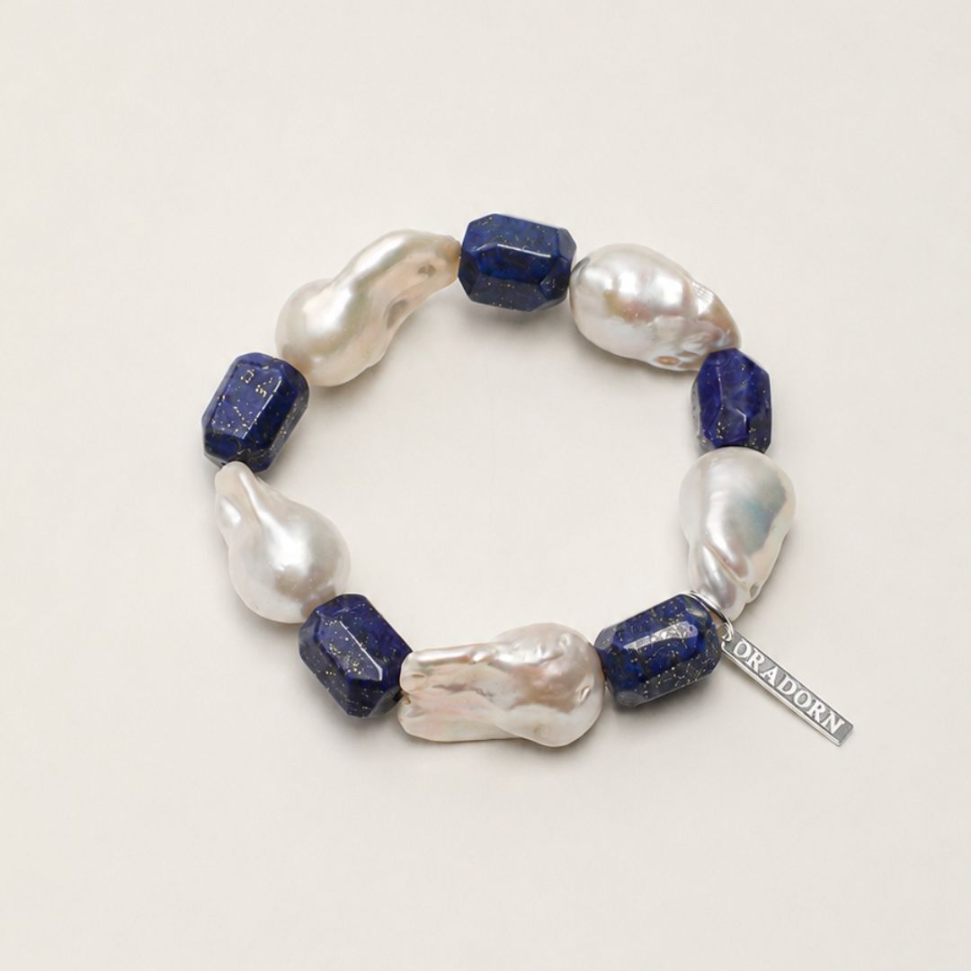 Indigo Cloud — Lapis Lazuli & Baroque Pearl Bracelet