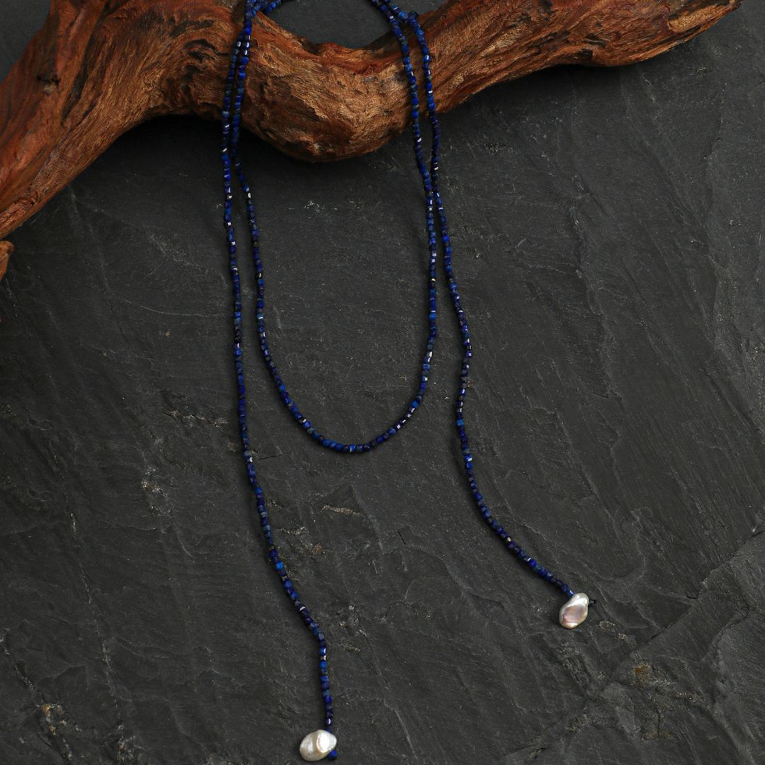 Indigo Orbit — Lapis Lazuli Wrap Necklace