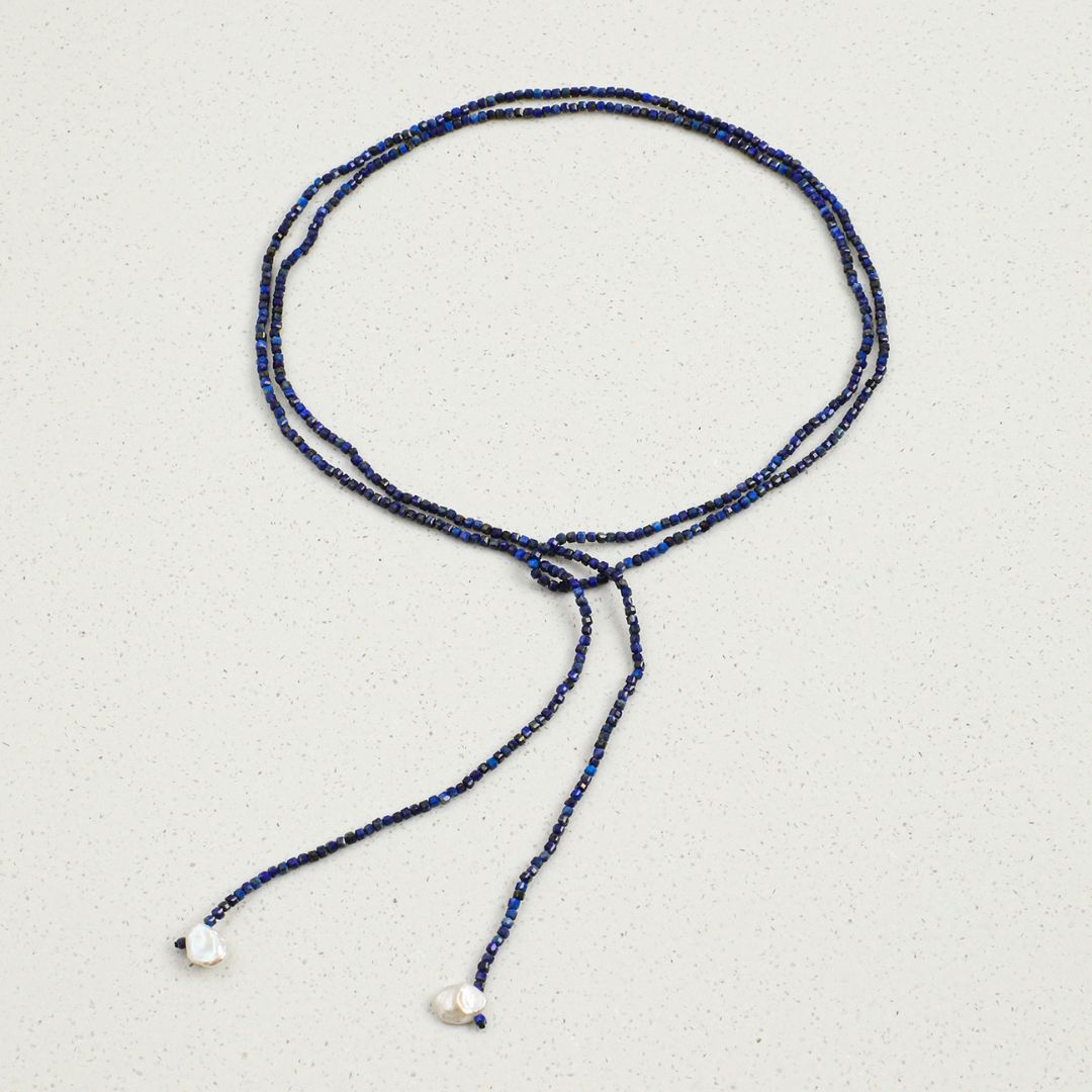 Indigo Orbit — Lapis Lazuli Wrap Necklace