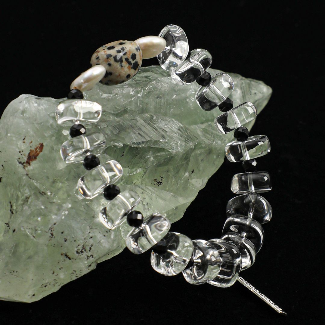 Inkscatter — Clear Quartz & Pearl Bracelet