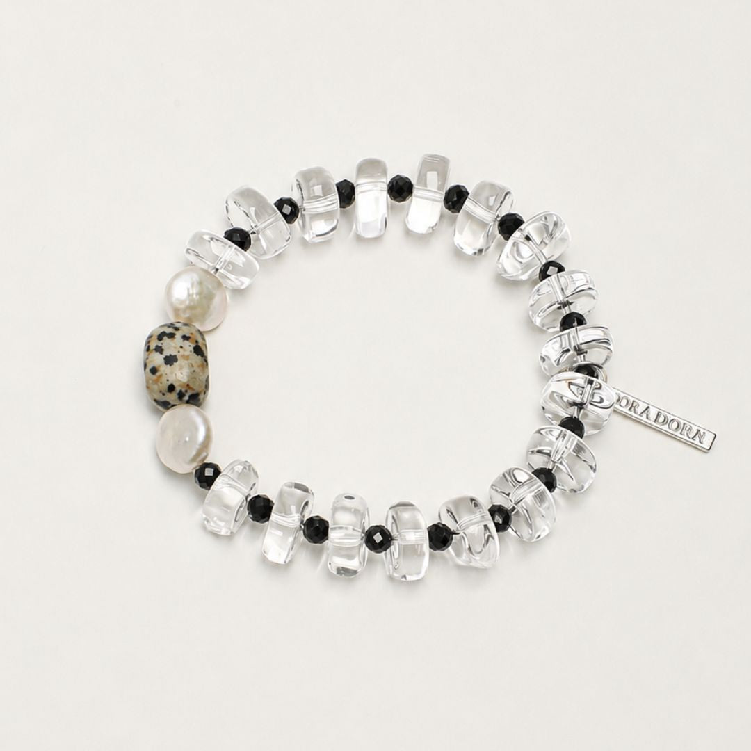 Inkscatter — Clear Quartz & Pearl Bracelet