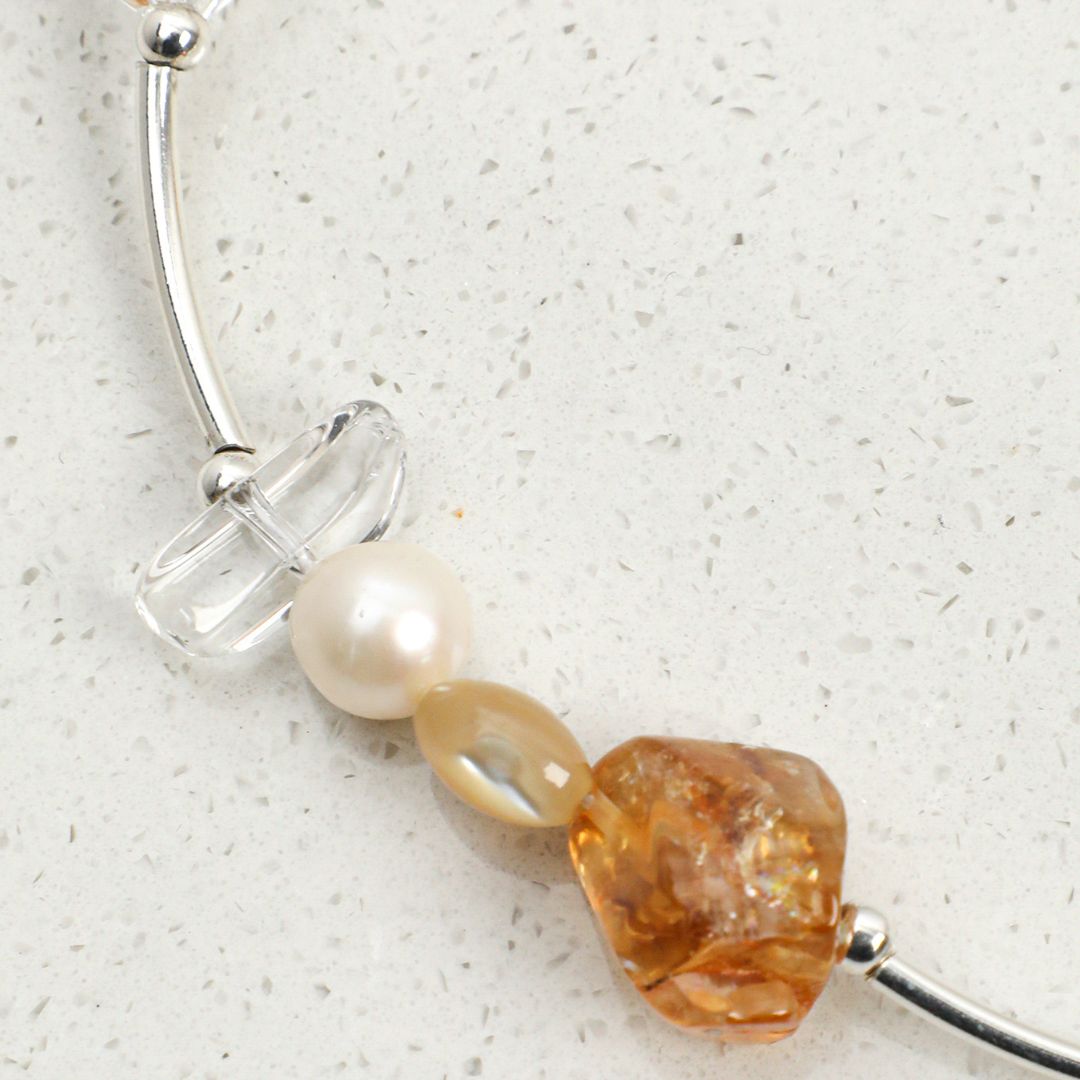 Lumen Line — Citrine & Crystal Necklace