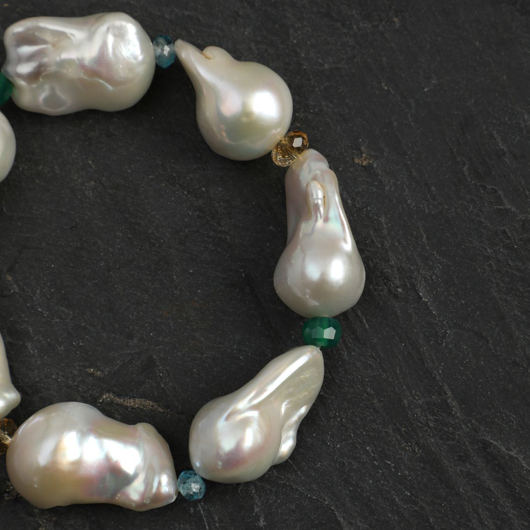 Lustre Cove — Baroque Pearl & Multistone Bracelet