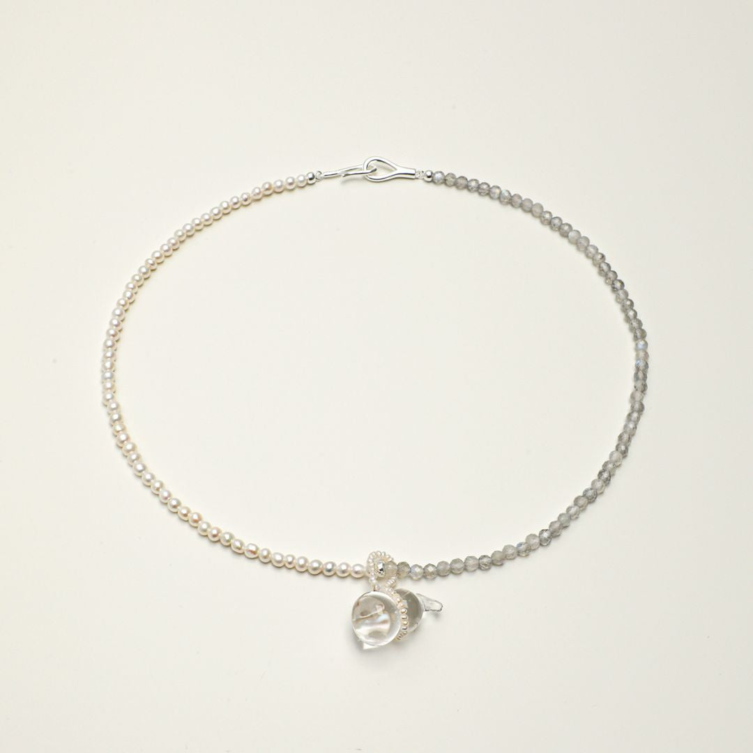 Moonveil Drift — Pearl & Moonstone Necklace