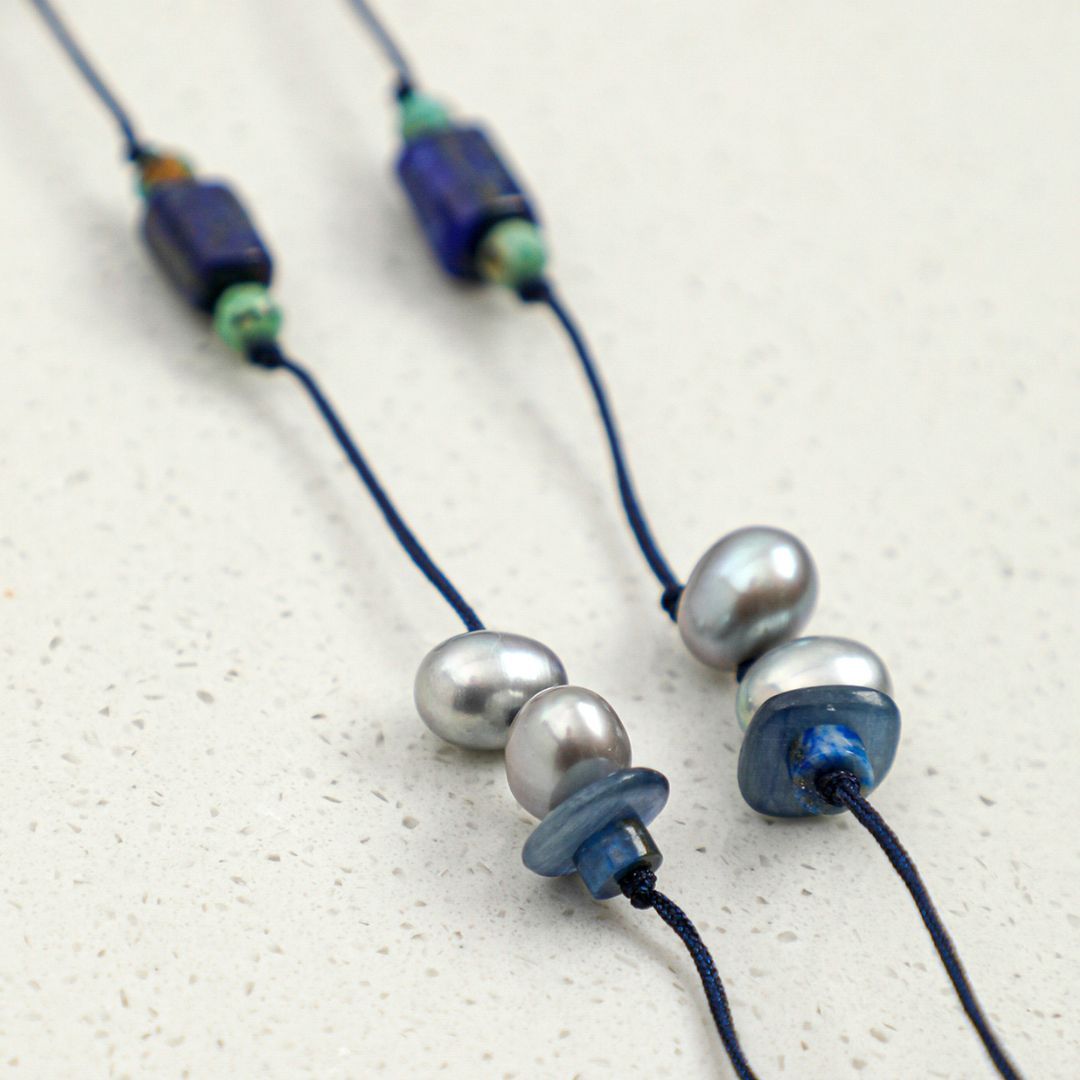 Nomad Tassel — Mixed Gemstone & Pearl Long Necklace