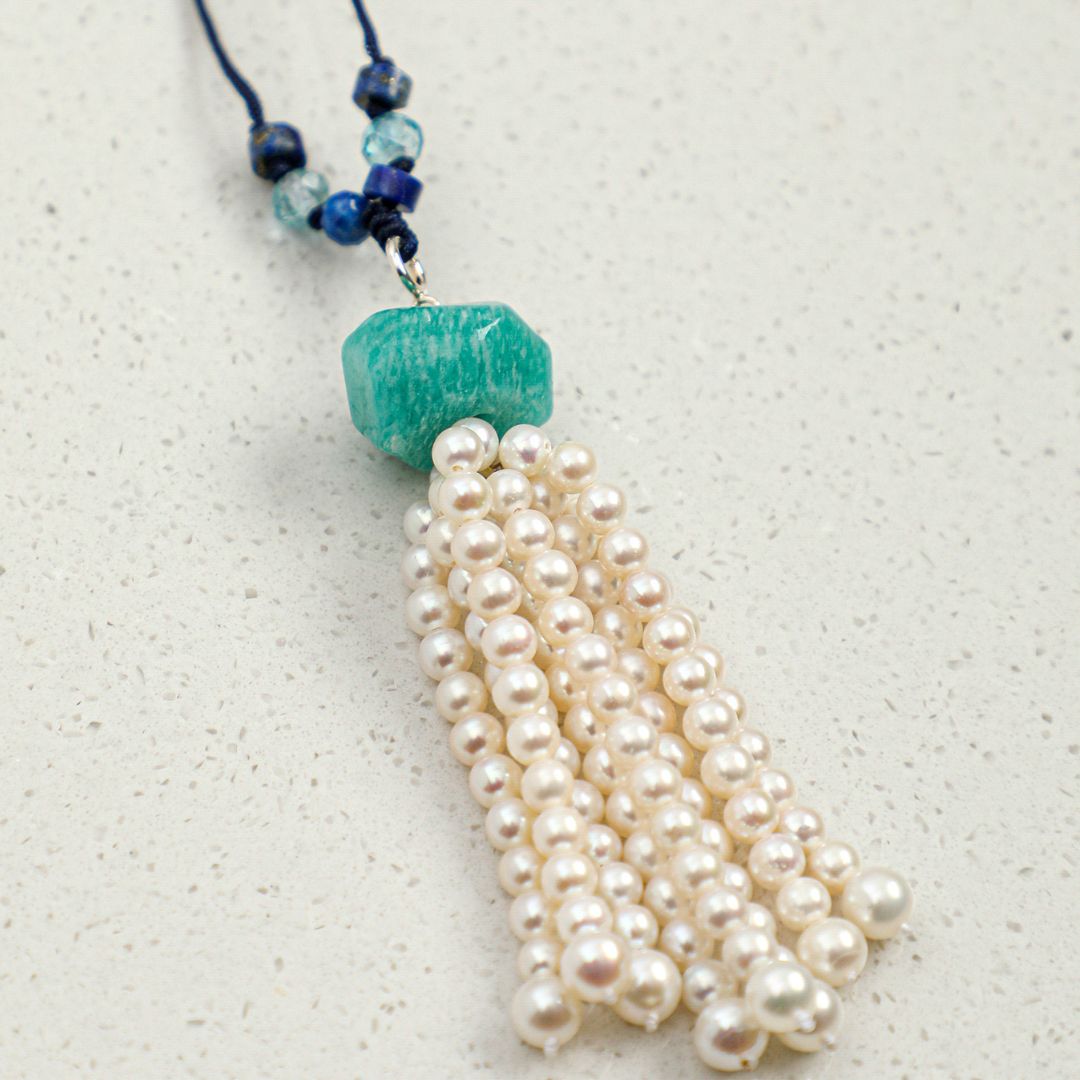 Nomad Tassel — Mixed Gemstone & Pearl Long Necklace