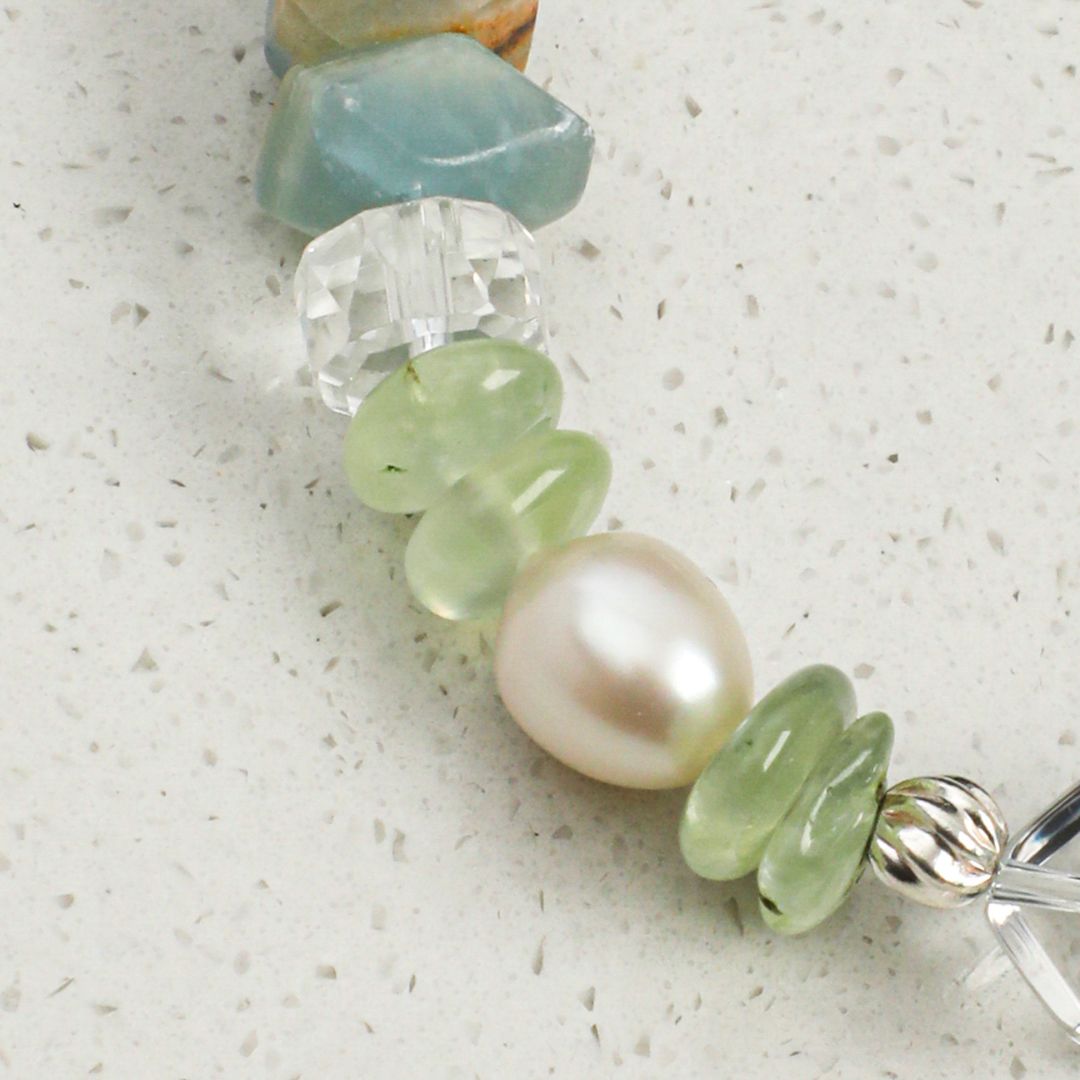 Pastel Current — Aquamarine, Quartz & Pearl Bracelet