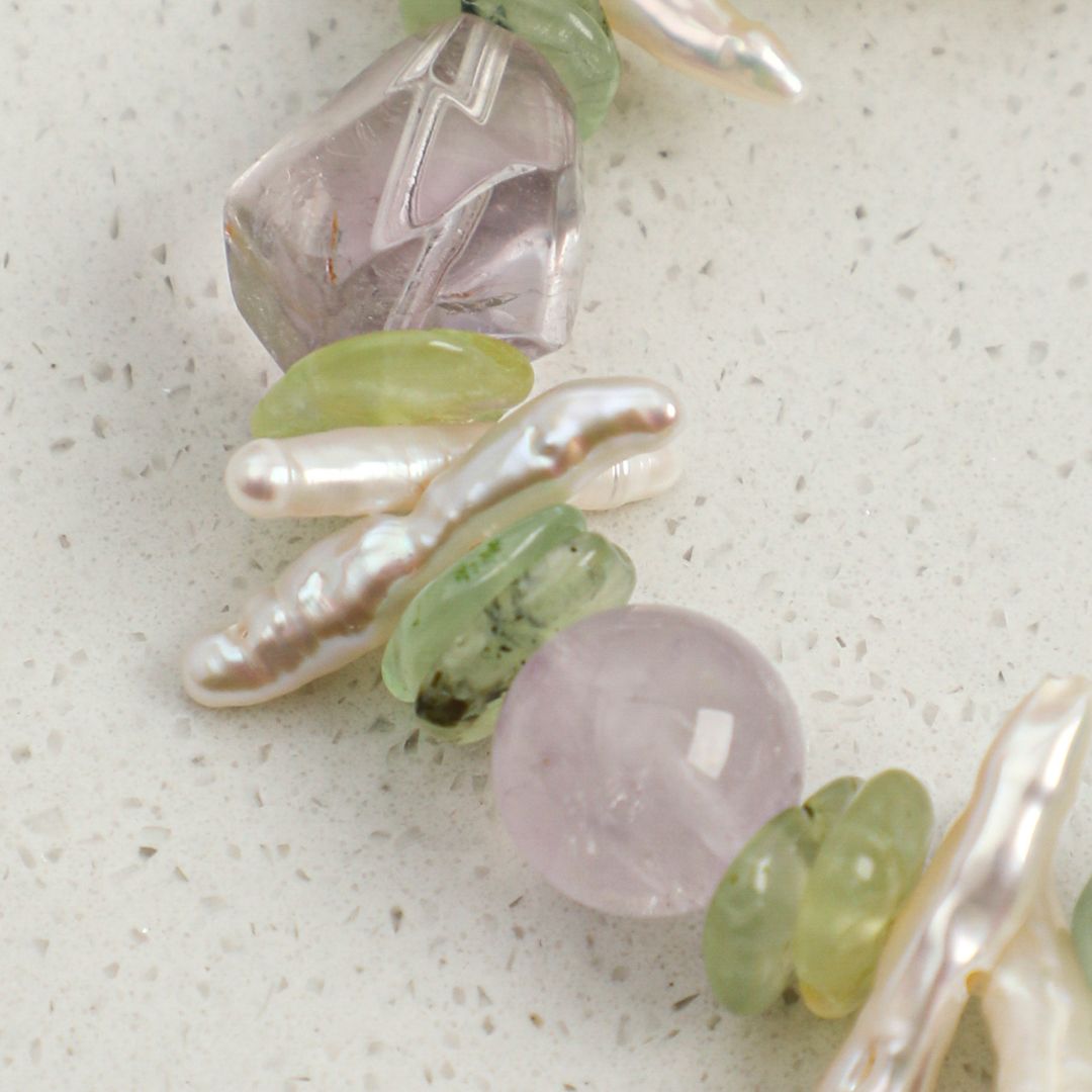Pastel Mirage — Mixed Gemstone & Baroque Pearl Bracelet