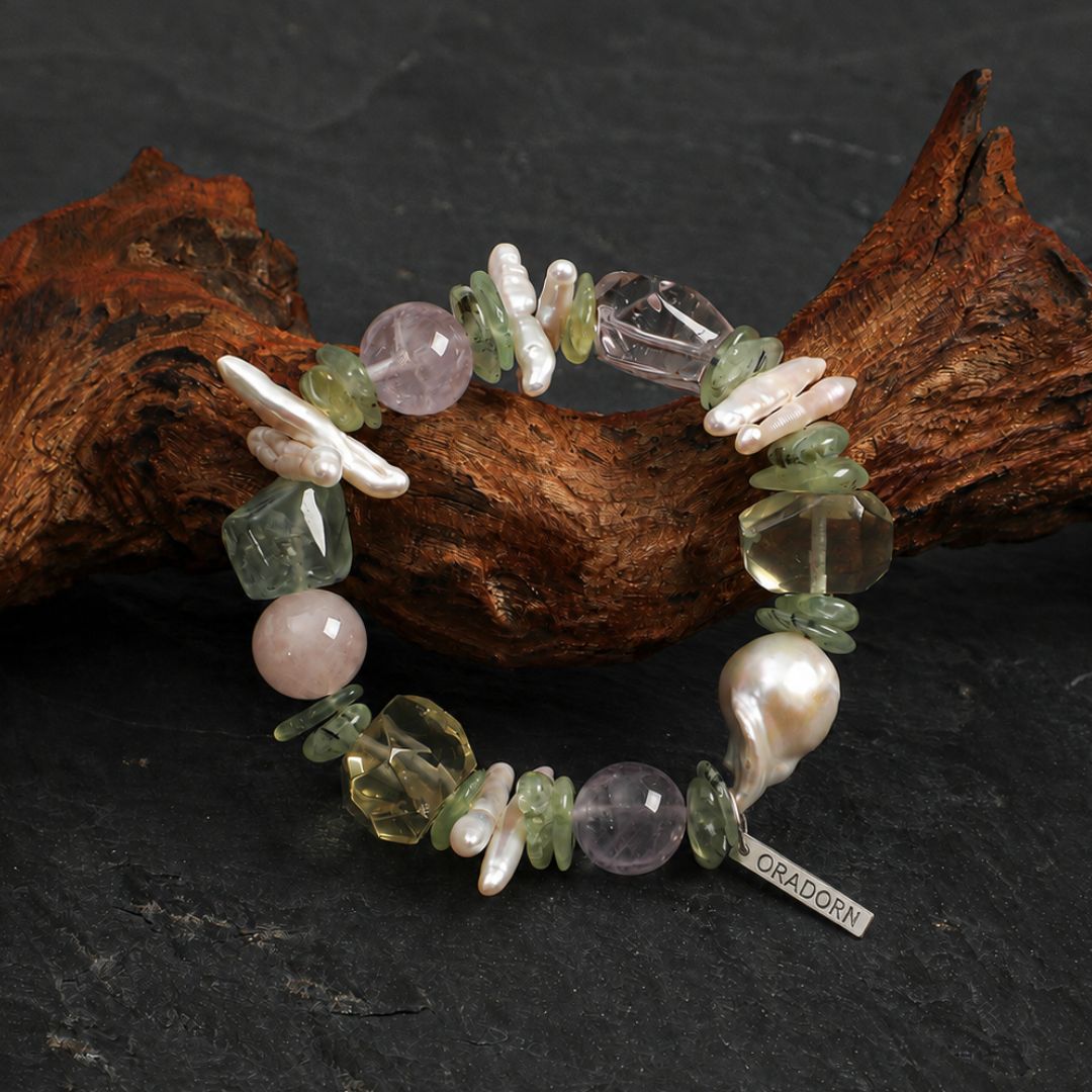 Pastel Mirage — Mixed Gemstone & Baroque Pearl Bracelet