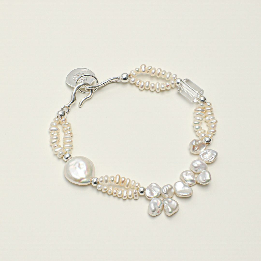 Pearl Cascade — Freshwater Pearl & Crystal Bracelet