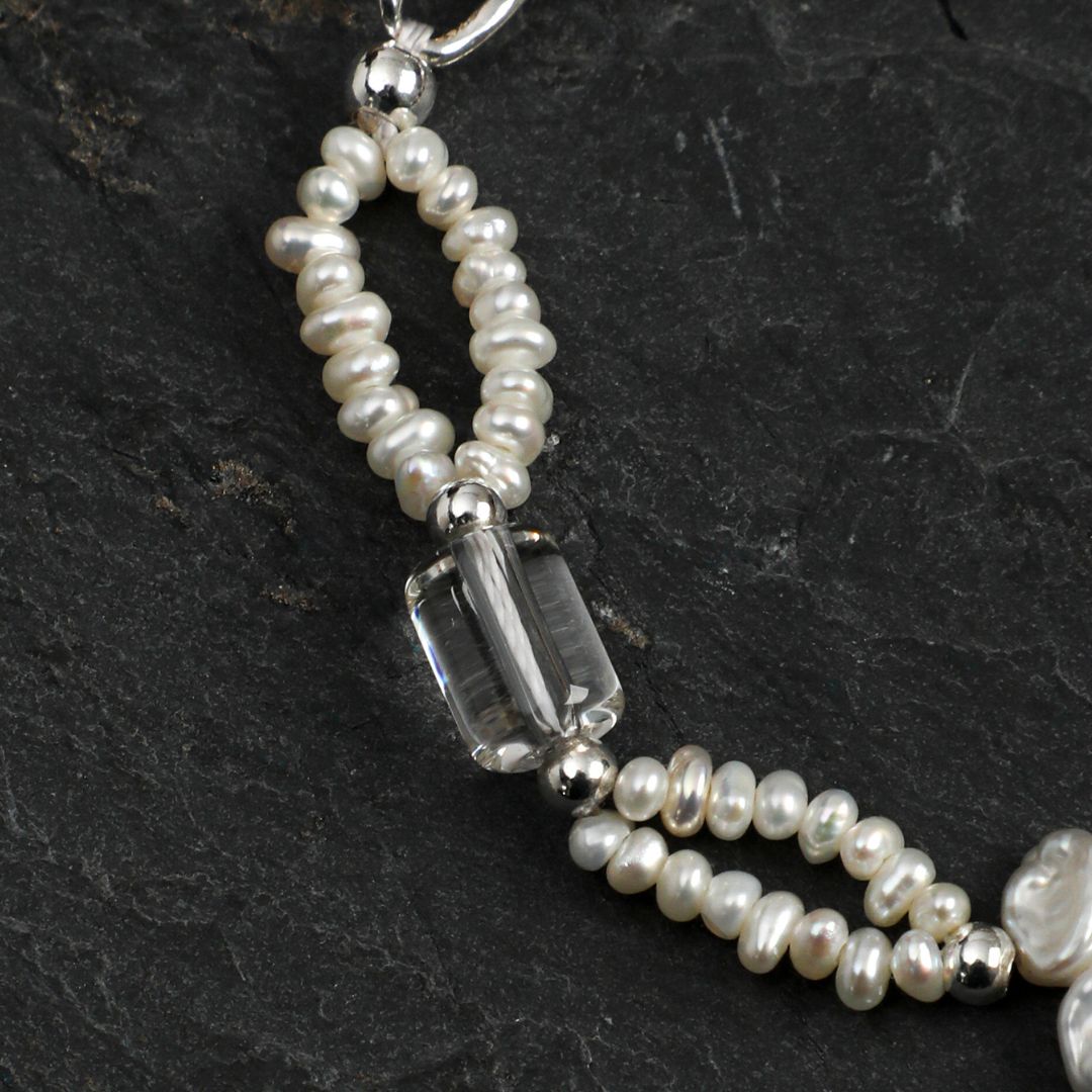 Pearl Cascade — Freshwater Pearl & Crystal Bracelet