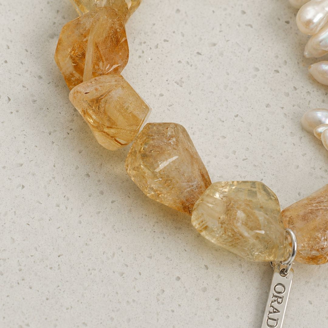 Pearl Tide — Citrine & Baroque Pearl Bracelet