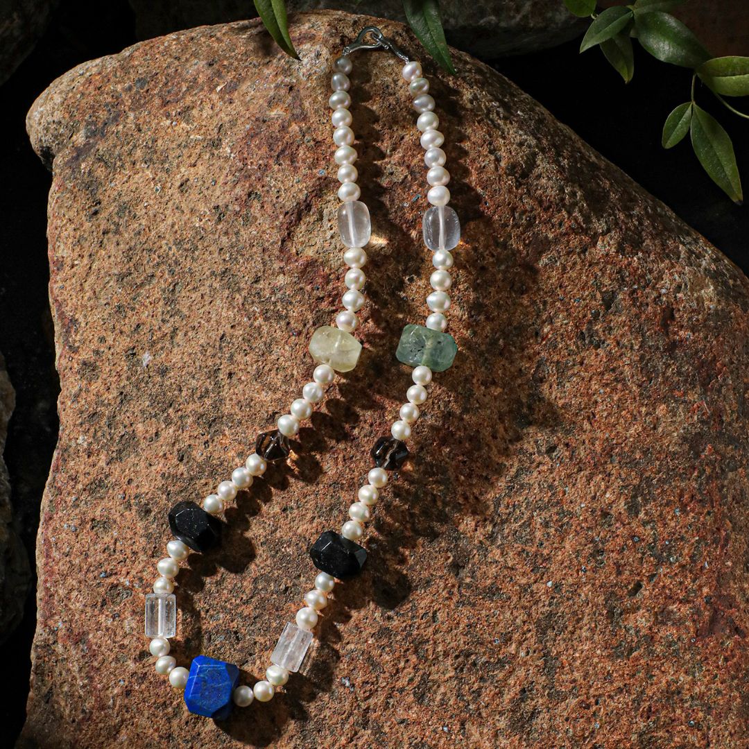 Prism Sequence — Pearl & Mixed Stone Necklace