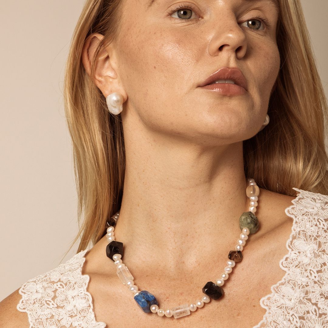 Prism Sequence — Pearl & Mixed Stone Necklace