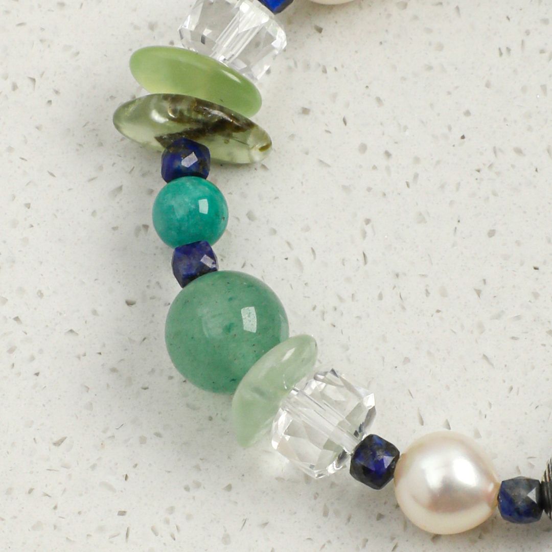 Prismatic Tide — Mixed Gemstone & Pearl Bracelet