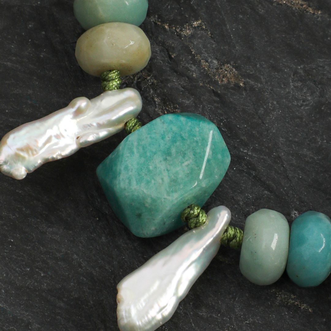 Riverlight — Amazonite & Baroque Pearl Bracelet