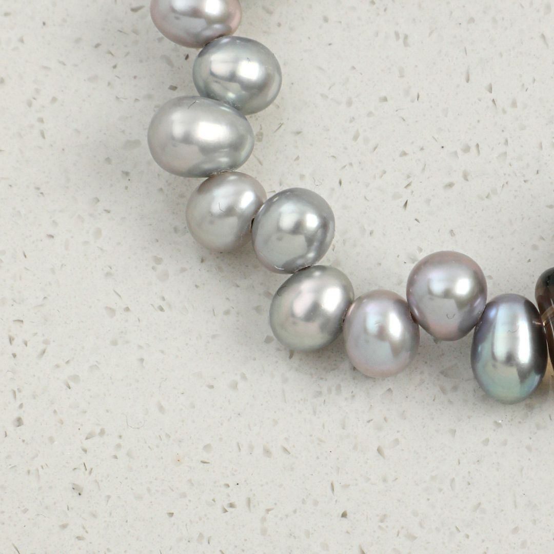 Smoke Fade — Smoky Quartz, Pearl & Clear Quartz Bracelet