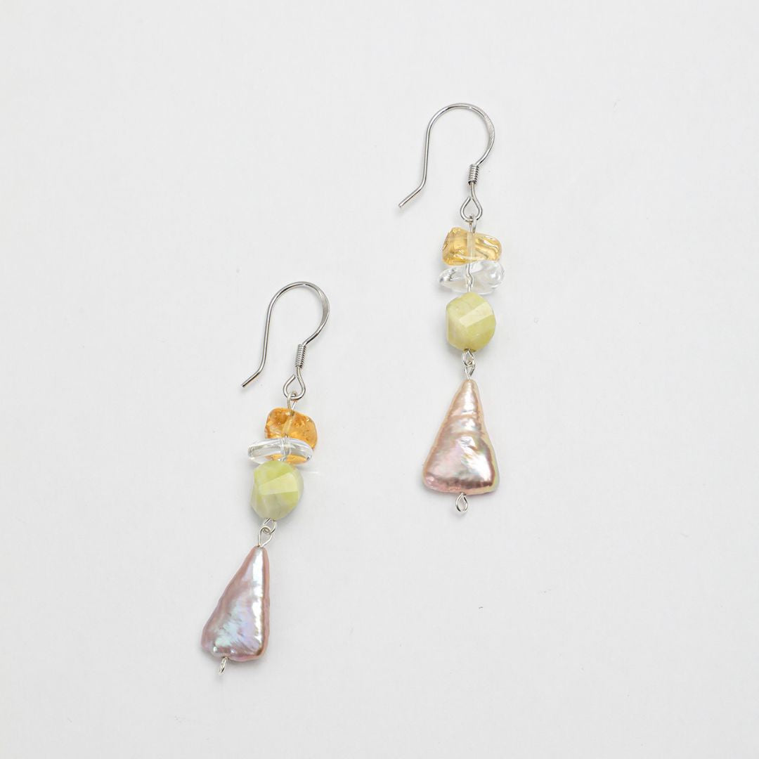 Solara Drop — Citrine & Baroque Pearl Earrings