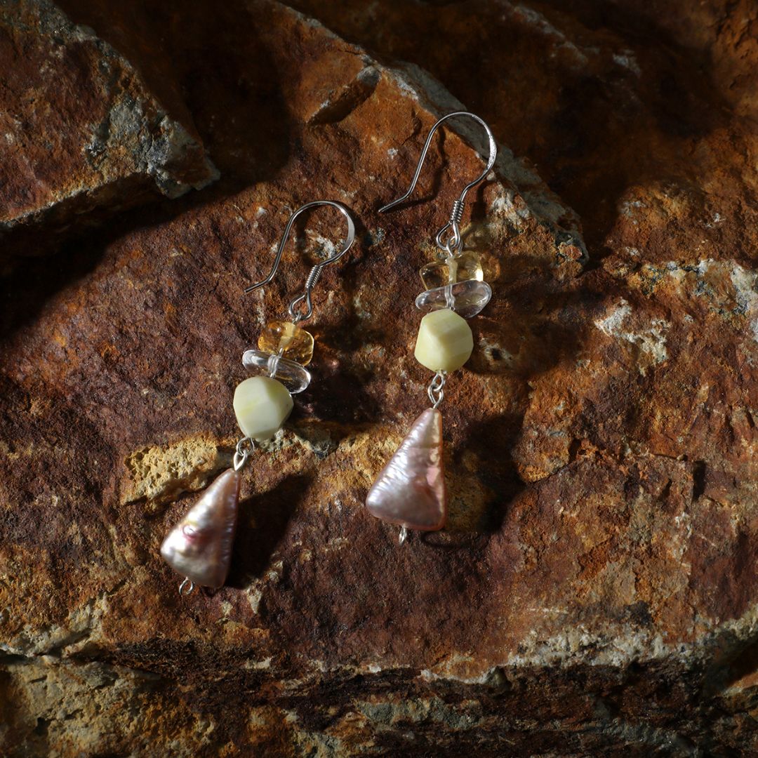 Solara Drop — Citrine & Baroque Pearl Earrings