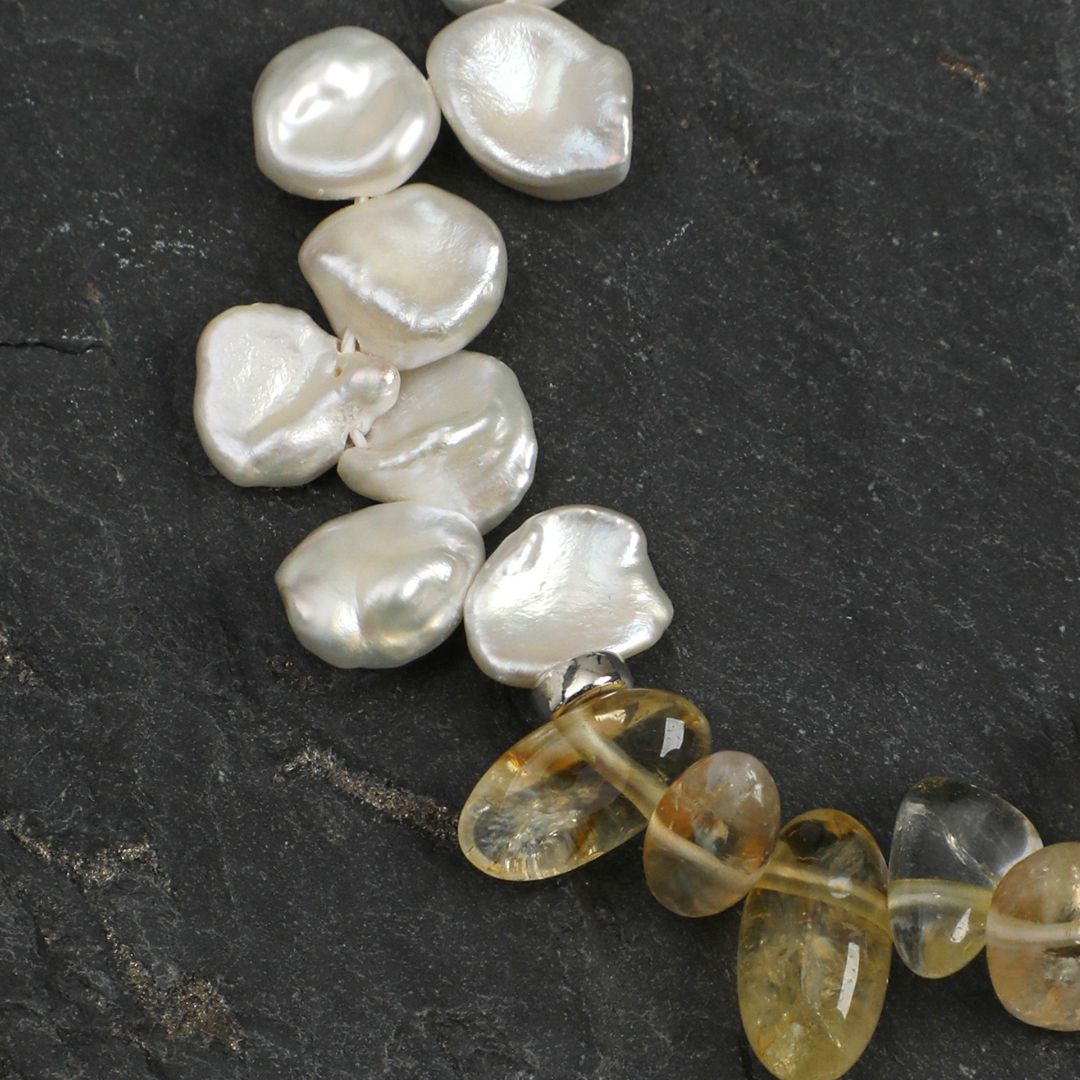Sunlit Petal — Citrine & Pearl Bracelet