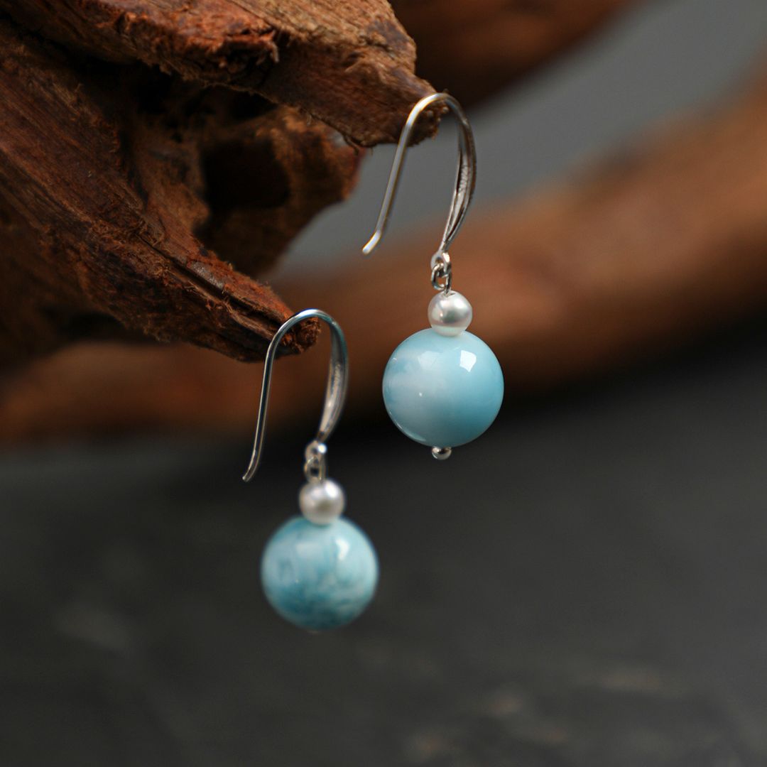 Tidal Drop — Larimar & Sterling Silver Earrings