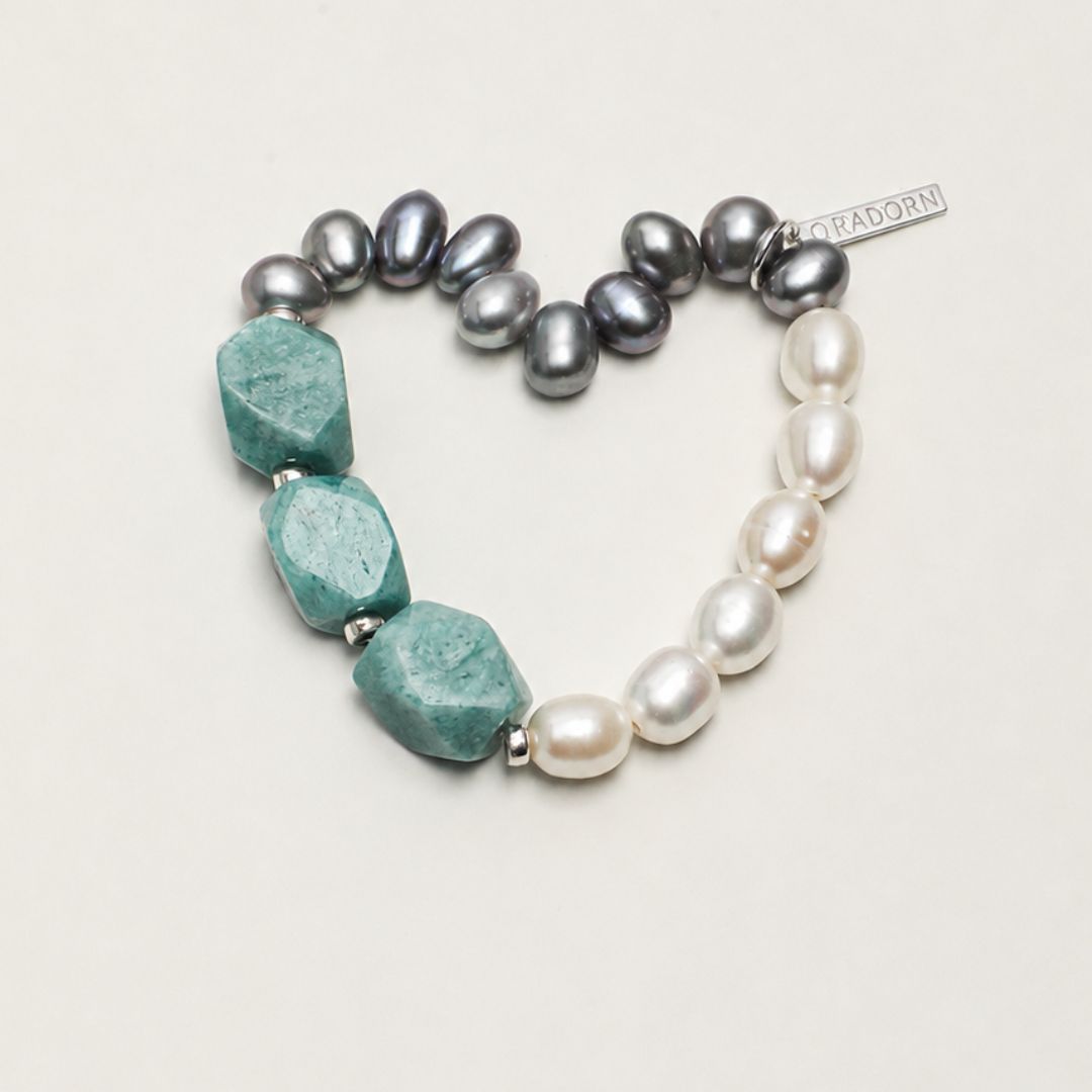 Tidal Form — Amazonite & Pearl Bracelet