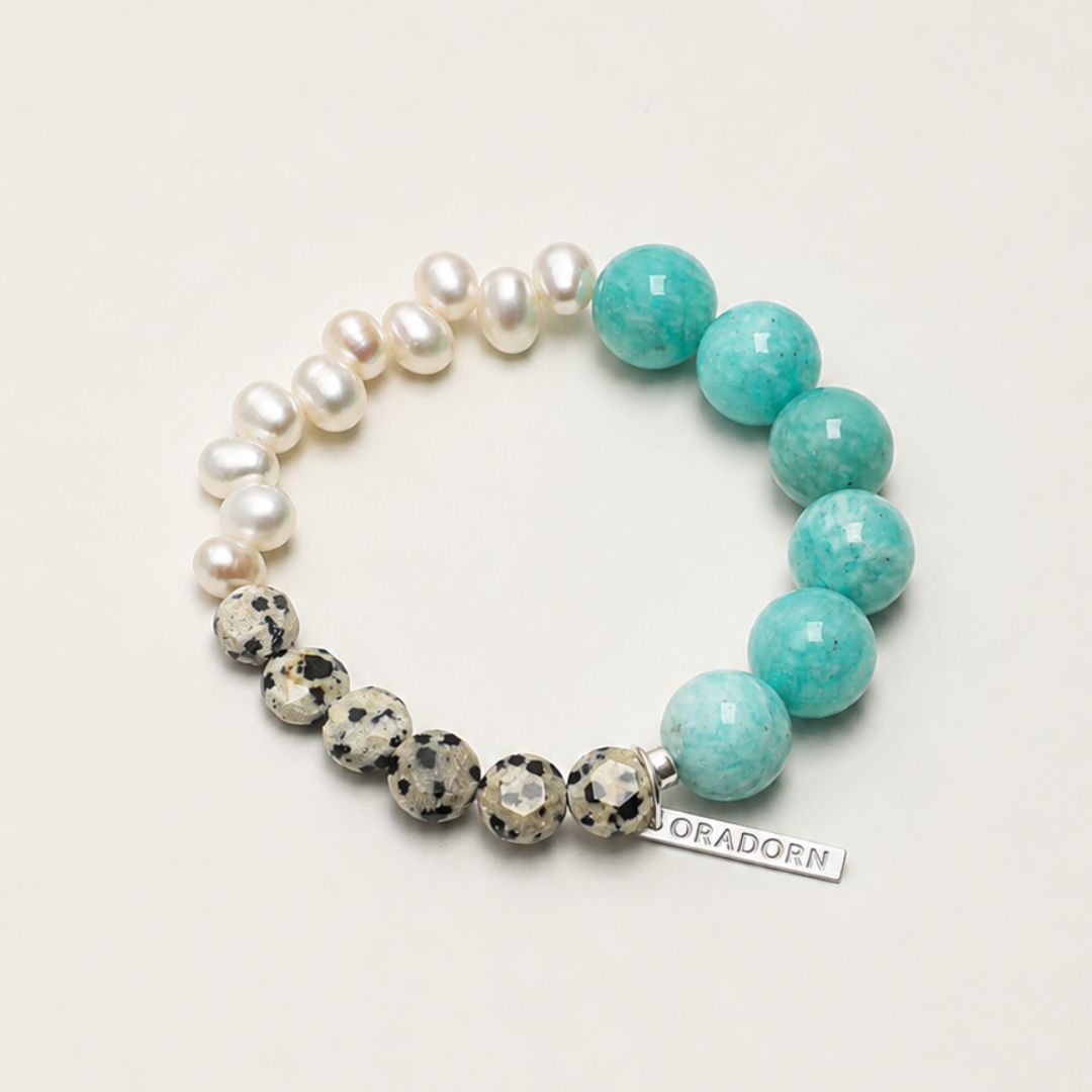 Tidal Stone — Amazonite & Pearl Bracelet