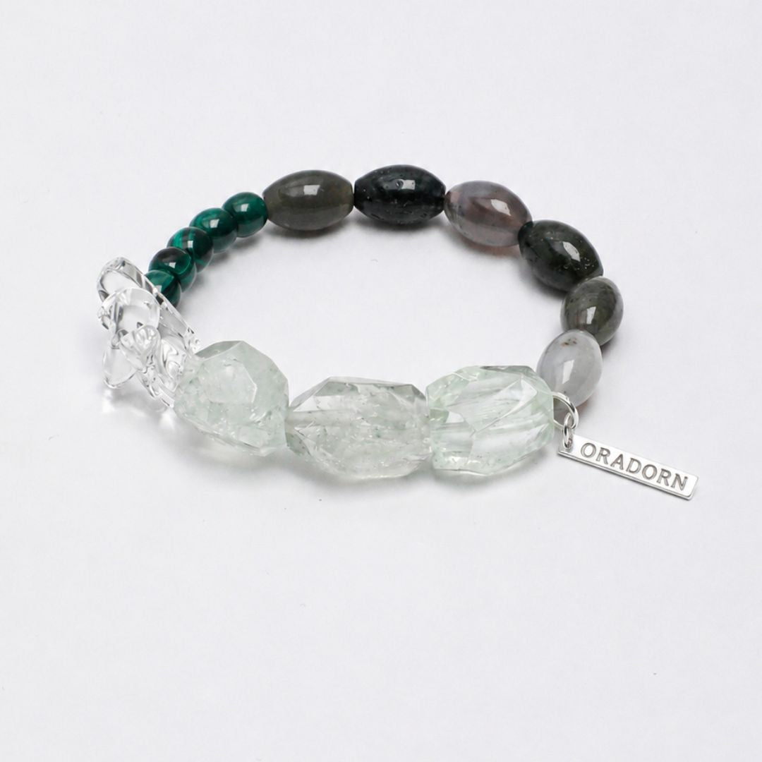 Verdure Glass — Green Quartz, Malachite & Pearl Bracelet
