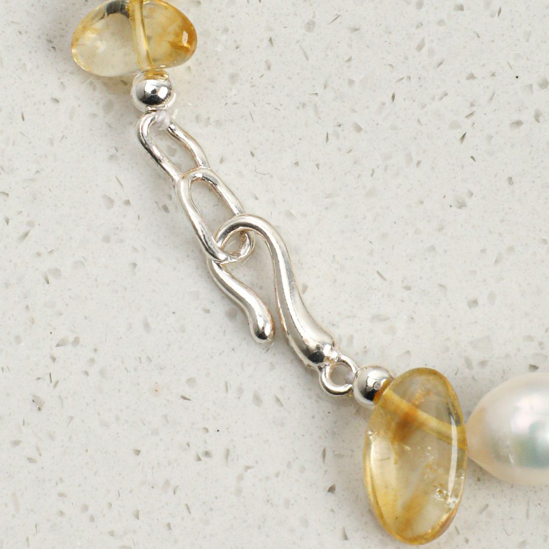 Amber Current — Citrine, Pearl & Smoky Quartz Bracelet