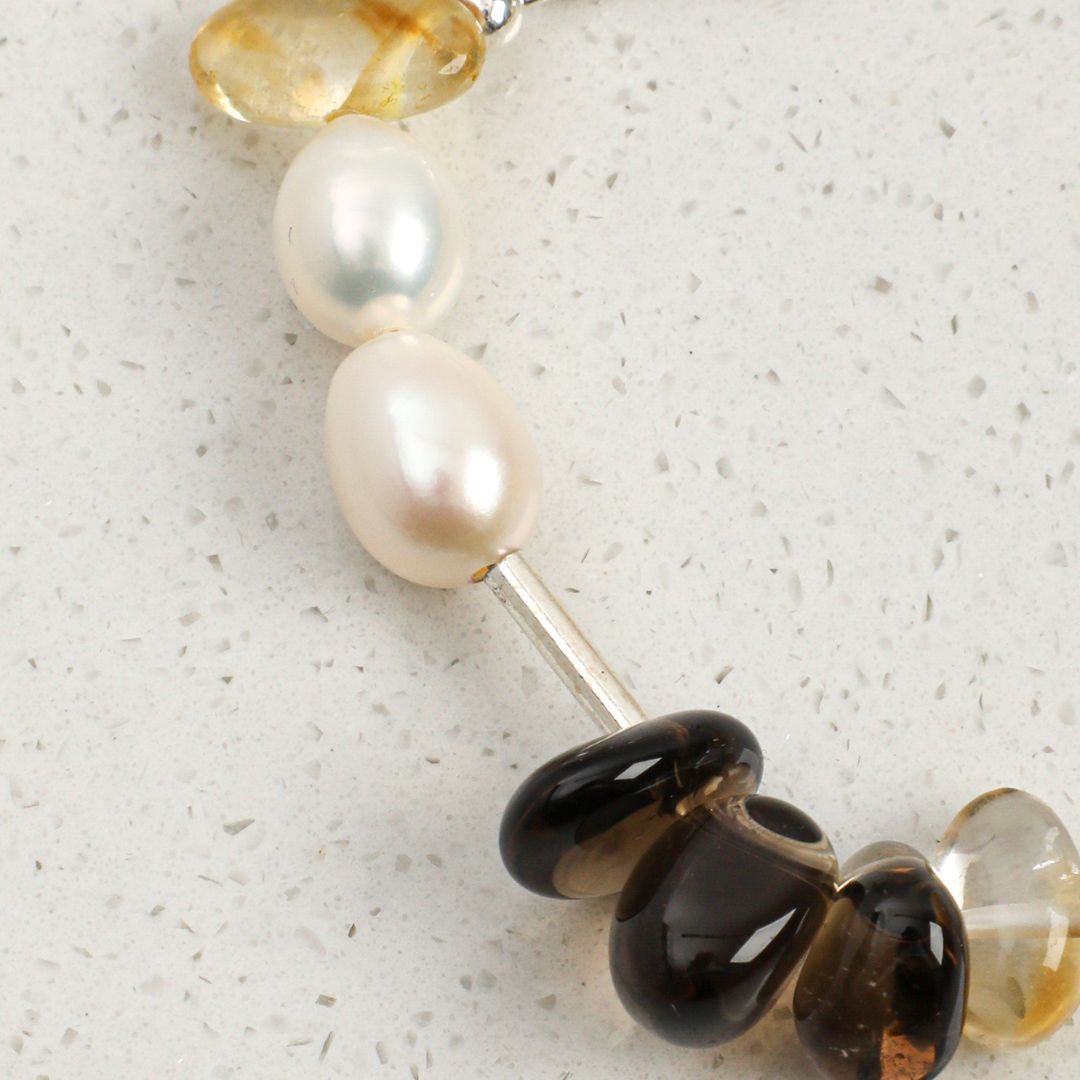 Amber Current — Citrine, Pearl & Smoky Quartz Bracelet