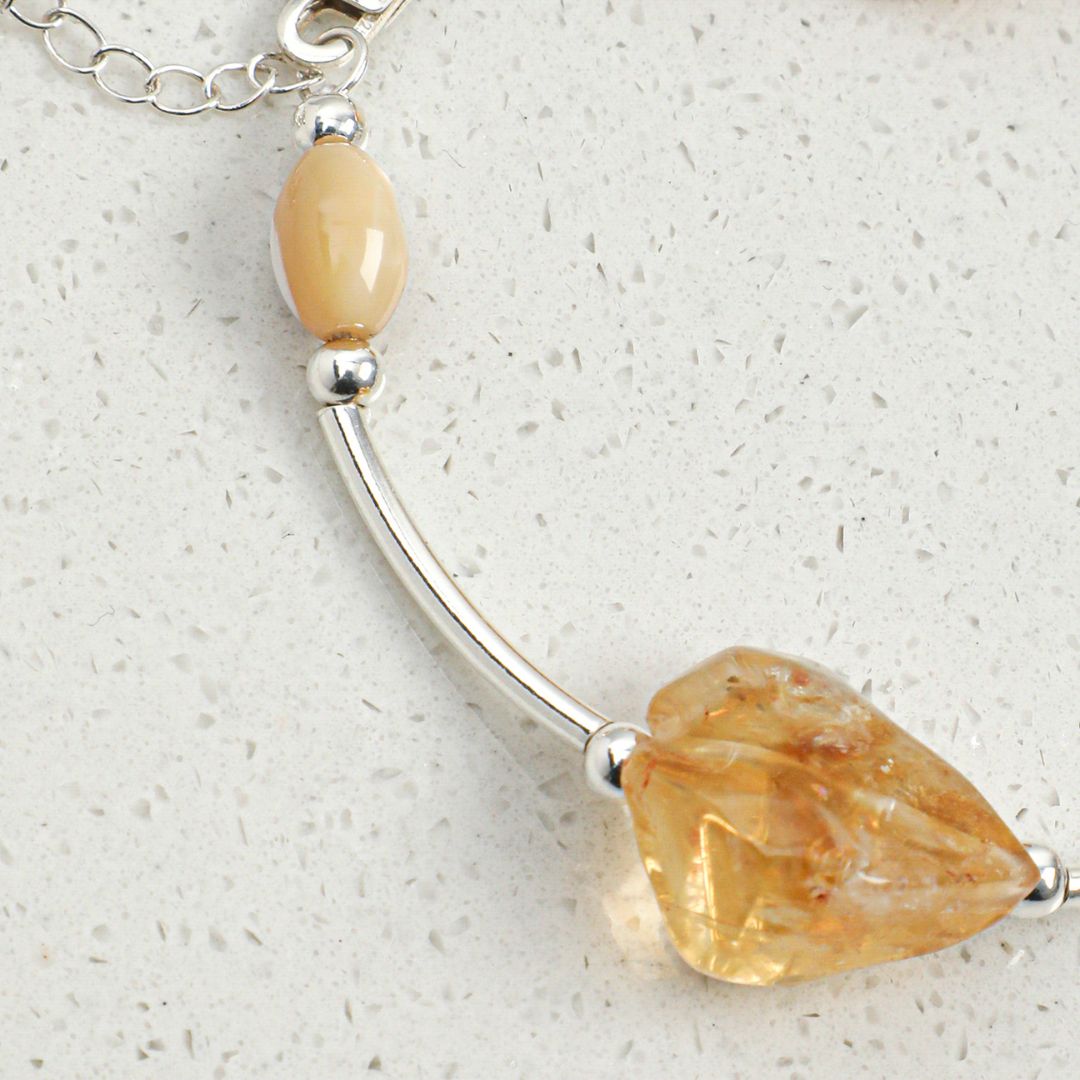 Amber Line — Citrine & Pearl Bracelet