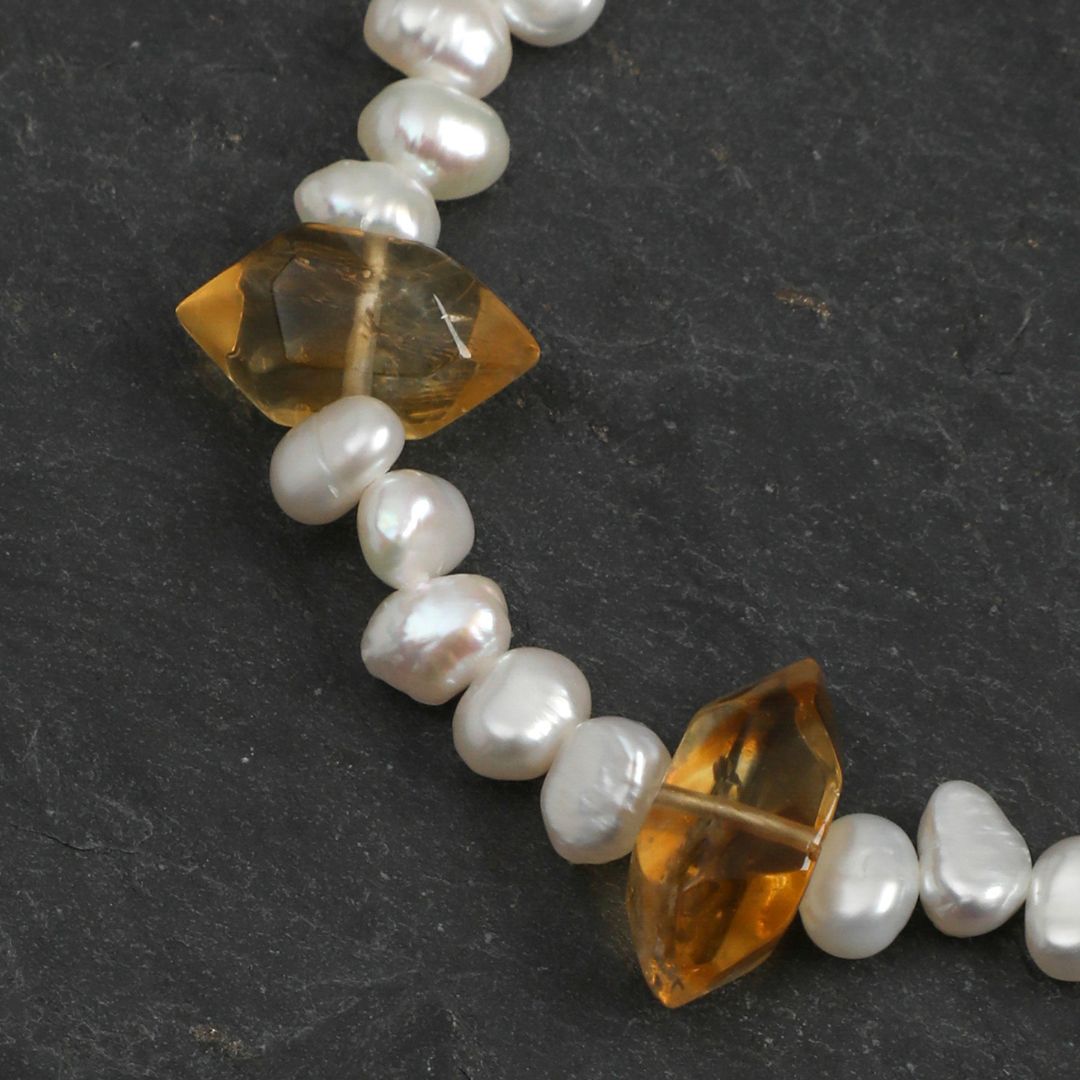 Amber Point — Citrine & Pearl Bracelet