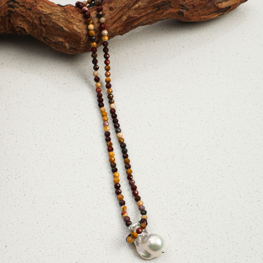 Amberline — Golden Gemstone & Baroque Pearl Necklace